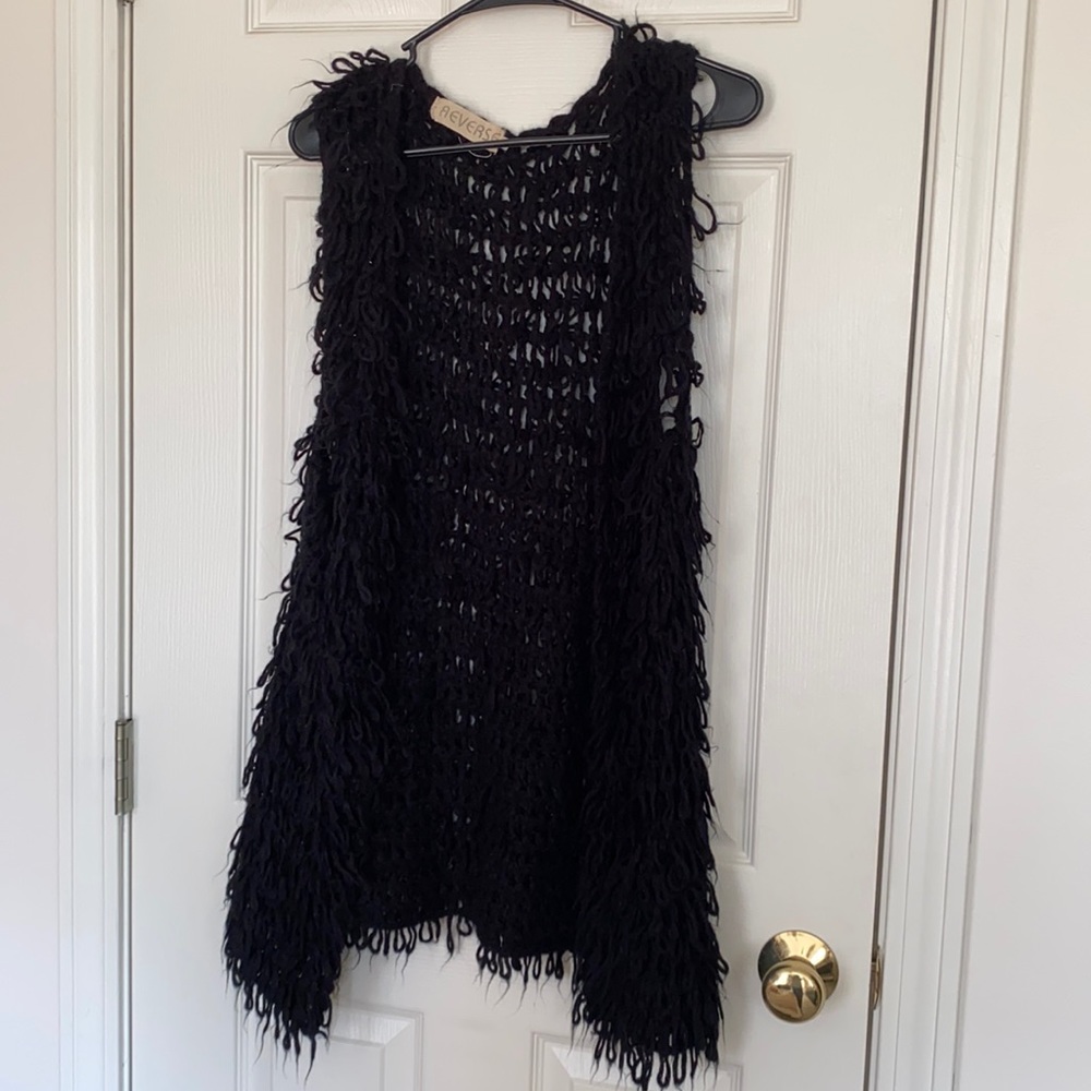 Shaggy Black Vest
